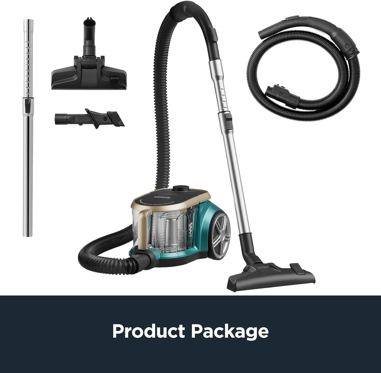 EUREKA NEN180 – Bagless Cylinder Vacuum Cleaner | 24000Pa Suction, 2000W Motor, Compact & Lightweight
