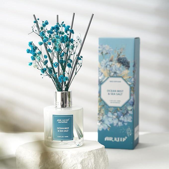 Airkeep Ocean Mist & Sea Salt Reed Diffuser – 100ml Home Fragrance with 8 Reeds