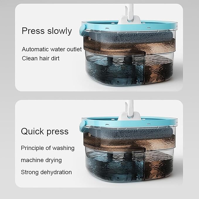 PureSpin Smart Mop & Bucket System – Self-Separating Clean & Dirty Water, 360° Flat Mop with 6 Microfibre Pads