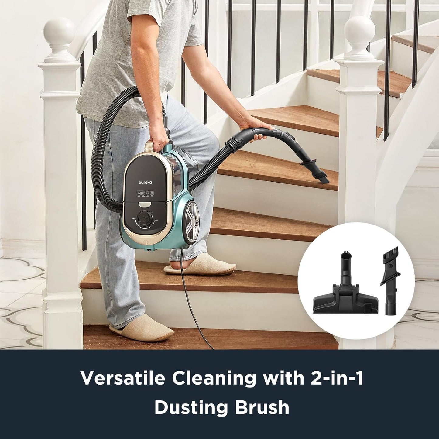 EUREKA NEN180 – Bagless Cylinder Vacuum Cleaner | 24000Pa Suction, 2000W Motor, Compact & Lightweight