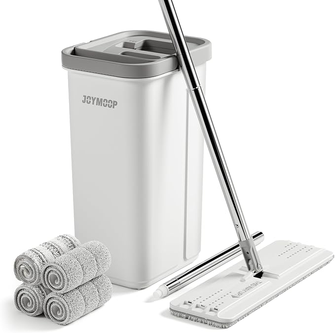 EcoMop Pro – Flat Mop & Bucket Cleaning System with 4 Reusable Pads
