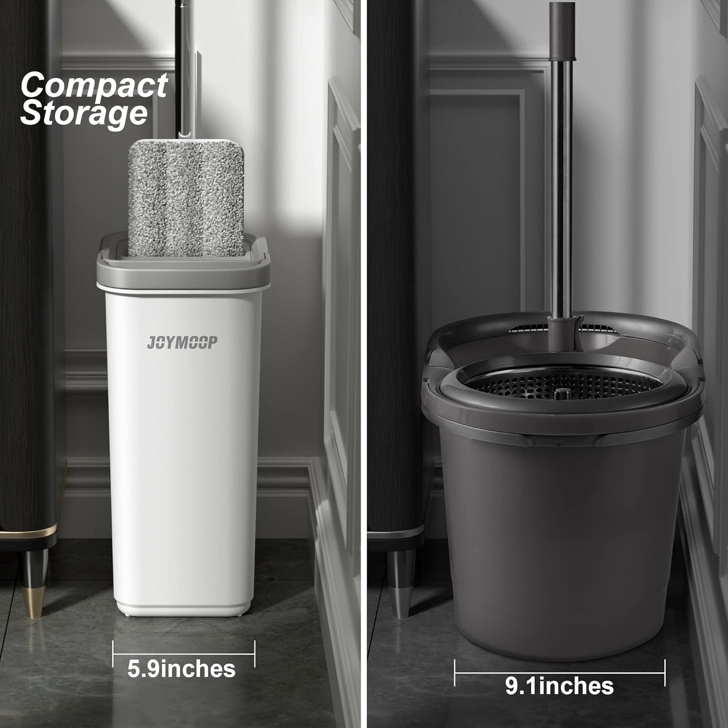 EcoMop Pro – Flat Mop & Bucket Cleaning System with 4 Reusable Pads