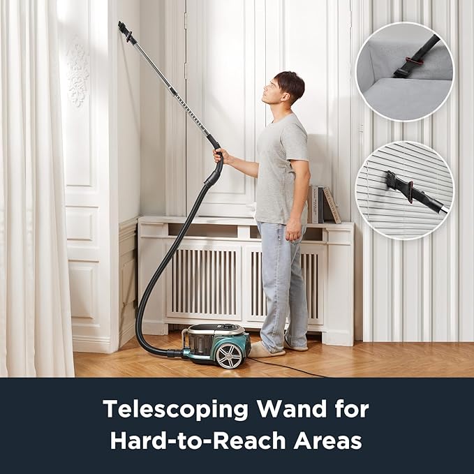 EUREKA NEN180 – Bagless Cylinder Vacuum Cleaner | 24000Pa Suction, 2000W Motor, Compact & Lightweight