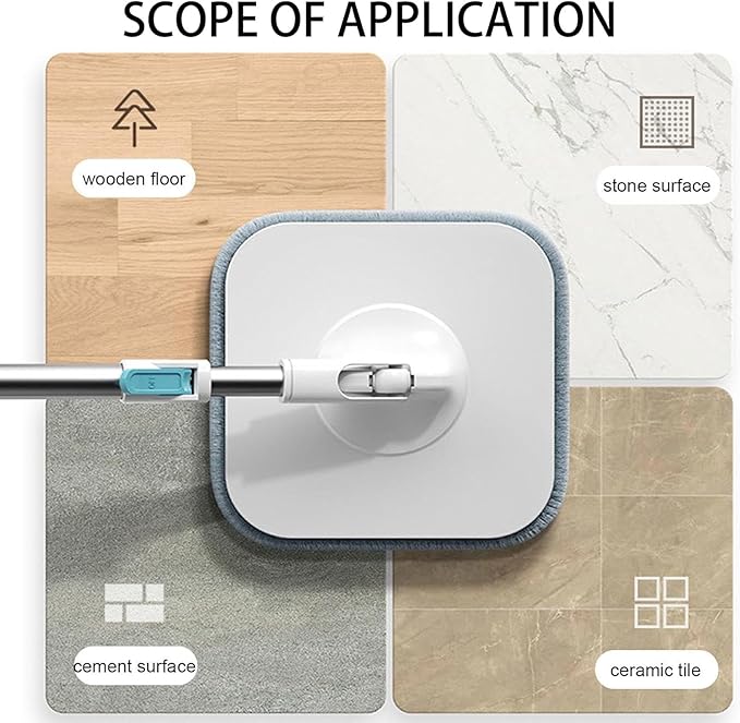 PureSpin Smart Mop & Bucket System – Self-Separating Clean & Dirty Water, 360° Flat Mop with 6 Microfibre Pads