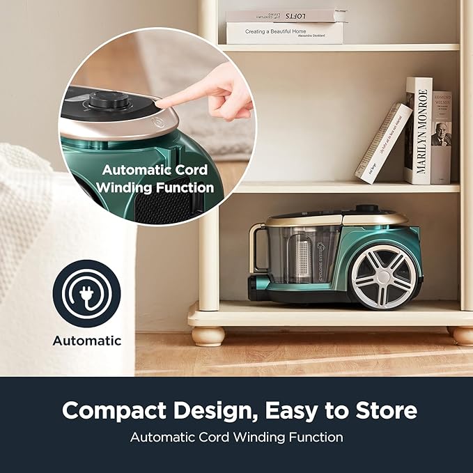 EUREKA NEN180 – Bagless Cylinder Vacuum Cleaner | 24000Pa Suction, 2000W Motor, Compact & Lightweight