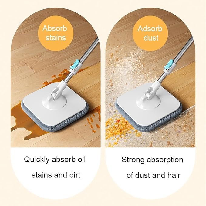 PureSpin Smart Mop & Bucket System – Self-Separating Clean & Dirty Water, 360° Flat Mop with 6 Microfibre Pads