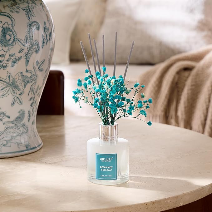Airkeep Ocean Mist & Sea Salt Reed Diffuser – 100ml Home Fragrance with 8 Reeds