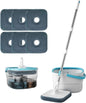 PureSpin Smart Mop & Bucket System – Self-Separating Clean & Dirty Water, 360° Flat Mop with 6 Microfibre Pads