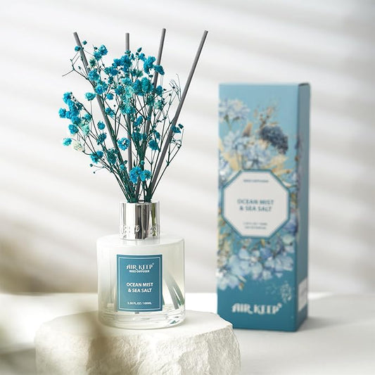 Airkeep Ocean Mist & Sea Salt Reed Diffuser – 100ml Home Fragrance with 8 Reeds