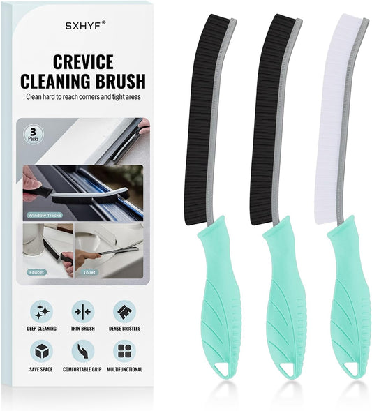 GripClean EdgeBrush – Hard Bristle Crevice Cleaning Tool (3 Pack, Mint)