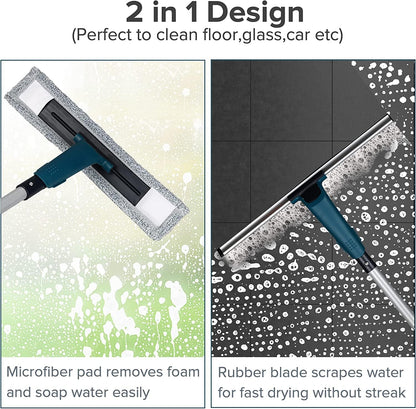 ClearView Duo™ 2-in-1 Window & Floor Squeegee – 152cm Long Handle with Microfibre Pads