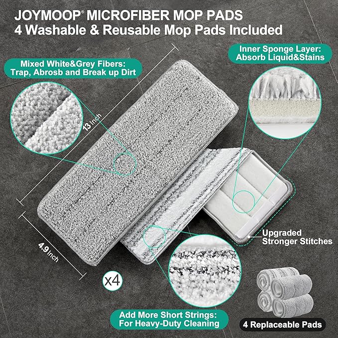EcoMop Pro – Flat Mop & Bucket Cleaning System with 4 Reusable Pads